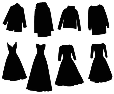 Premium Vector Clothes Set Dresses Silhouette Isolated Vector