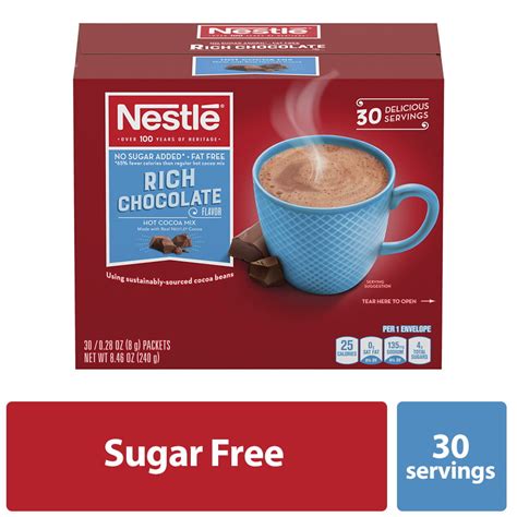 Nestle Sugar Free Fat Free Rich Chocolate Hot Cocoa Mix Packets 30 Ct