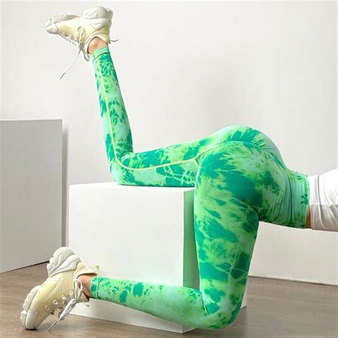 cheap tie dye yoga leggings nessaj high waist printed gym sport pants women sexy workout running