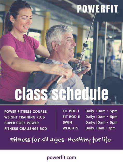 Fitness Class Schedule Poster Template Mycreativeshop