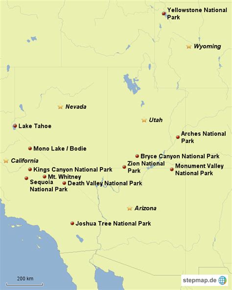 Stepmap National Parks Southwest Usa Landkarte Für Usa