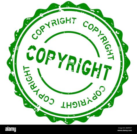 Grunge Green Copyright Word Round Rubber Seal Stamp On White Background