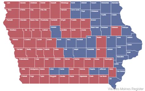 Iowas Reddest And Bluest Counties Iowa Public Radio