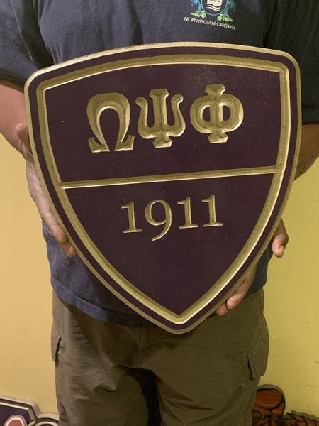 Omega Psi Phi Fraternity Carved Battle Shield Painted Creative Cnc