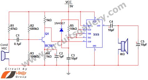 Circuit Diagram Of Audio Amplifier Using 555 Elle Circuit