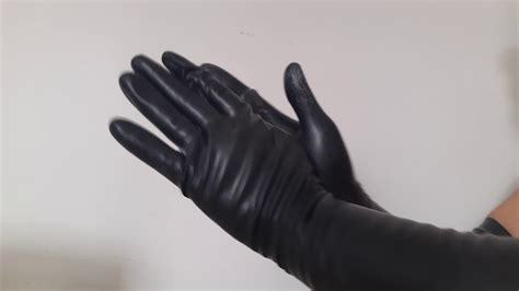 putting on long latex gloves asmr youtube