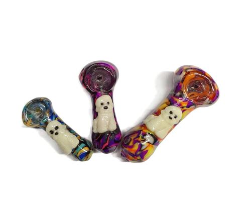 Custom Fluffy Dog Glass Smoking Pipe Girly Pipes Unique Etsy