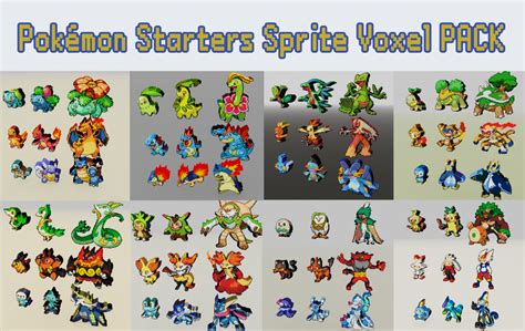 Pokemon Starter Sprite Voxel Pack 3d Print Models In Monsters