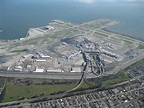 Aerial view of the San Francisco International Airport and its ...