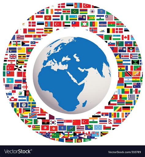 Earth Globe With All Flags Royalty Free Vector Image