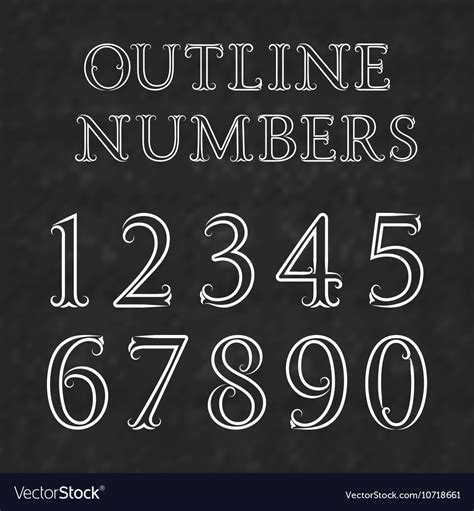 Vintage Outline Numbers With Flourishes Numbers In