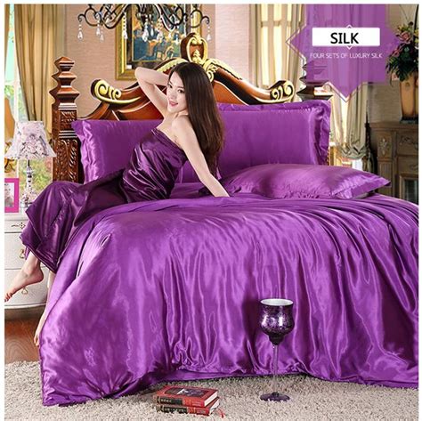 Hot 100 Pure Satin Silk Bedding Sethome Textile King Size Bed Set