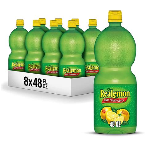 Realemon 100 Lemon Juice 48 Fl Oz Bottles Pack Of 8