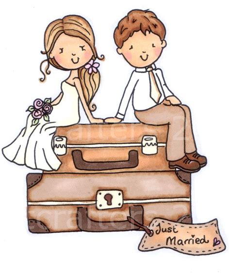Just Married Digi Stamp Digi Stamps Couple Clipart Wedding Illustration