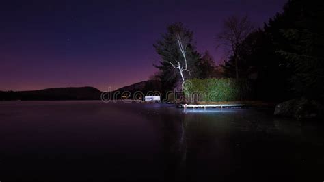 Frozen Lake At Night Stock Photo Image Of Quebec Purple 59506136