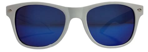 White Frame Sunglasses With Mirror Blue Lens Smoky Grey Tint Classic Uk Clothing