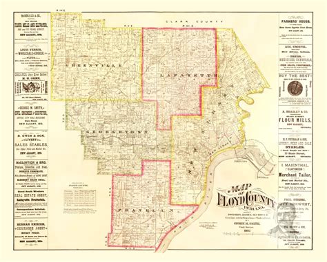 🗺️ Floyd County Indiana 1882 Land Ownership Map Old Map Of The Day