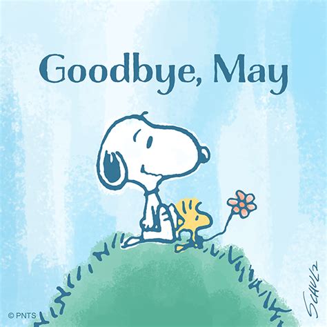 Goodbye May Snoopy And Woodstock Sitting On A Hill With Woodstock