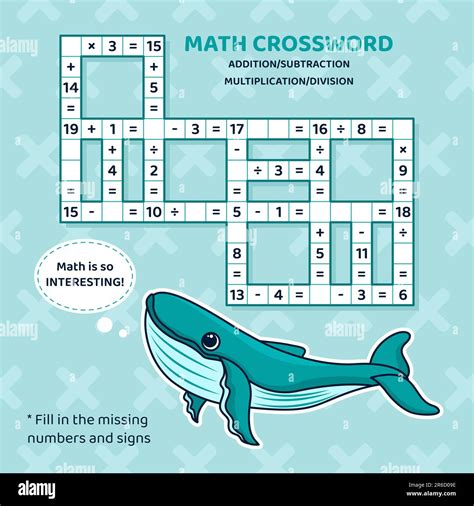 Math Crossword Puzzle For Kids Addition Subtraction Multiplication