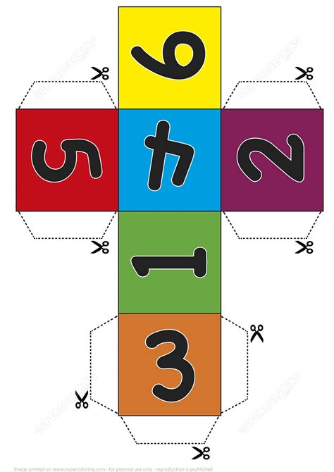 paper dice cube template  numbers  printable