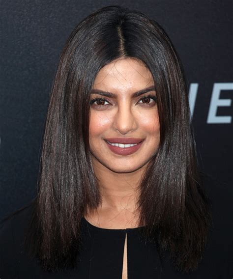 Priyanka in half curly hairstyle with hair falling on one side. Priyanka Chopra Long Straight Formal Bob Hairstyle - Black ...