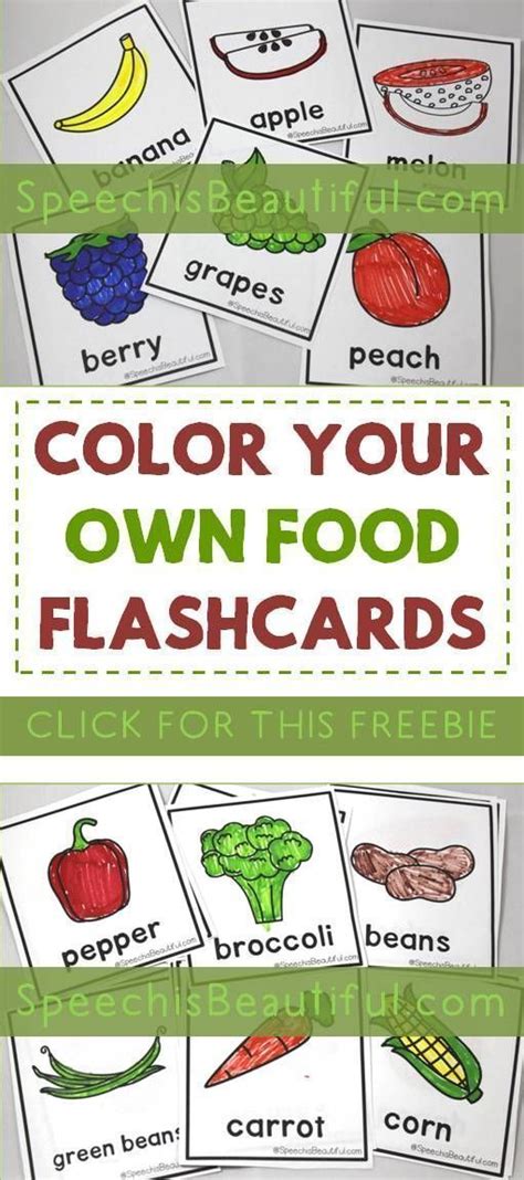 Color Your Own Food Flashcards Kids Can Color Their Favorite Foods