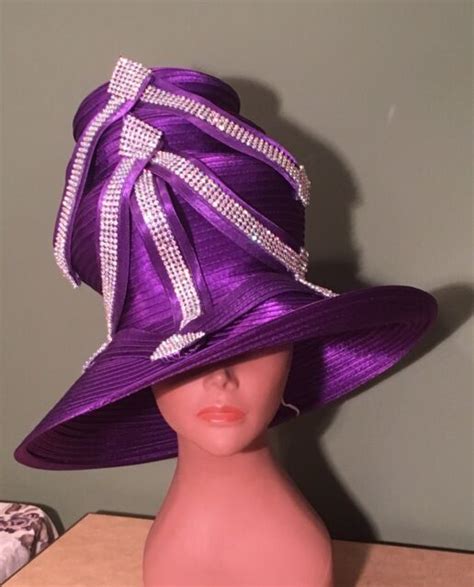 Lovely New Charm Ny Purple Rhinestone Church Hat Bling Derby Cogic Ebay