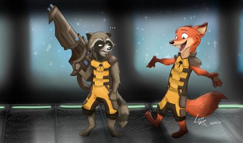 Rocket Raccoon And Rocket Fox — Weasyl
