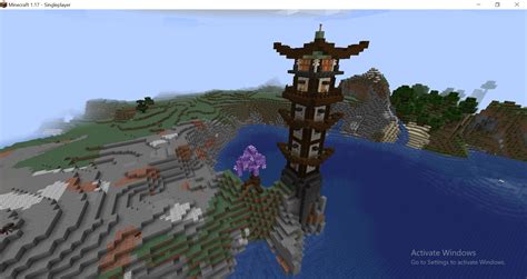 Made A Japanese Lighthouse And Tree With The New 117 Blocks Rminecraft