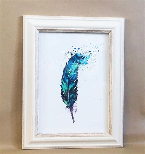 Feather Art Print Watercolour Feather Wall Art Watercolour Watercolor