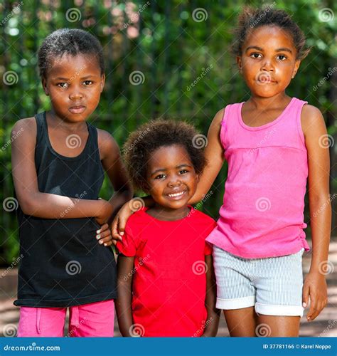cute african threesome outdoors royalty free stock image image 37781166