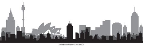 Sydney City Skyline Silhouette Vector Illustration Stock Vector