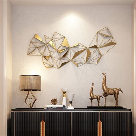 3d Abstract Geometric Golden Metal Patterns Wall Decor In 2021 Wall