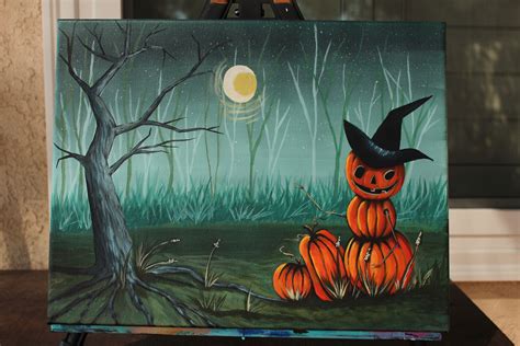 Halloween Pumpkin Man Painting Inspired By Cinnamon Cooney The Art Sherpa Halloween Canvas