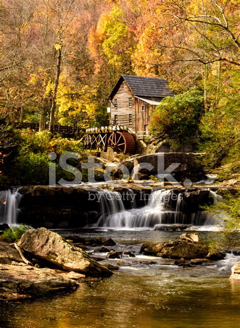 Glade Creek Gristmill In Peak Autumn Color Stock Photo Royalty Free