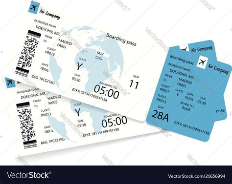 Airline Boarding Pass Or Airplane Ticket Vector Image