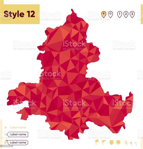 Rostov Region Russia Red Low Poly Map Polygonal Map Outline Map Vector