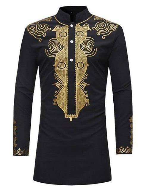 Custom Made Mens Top With Carefully Designed Embroidery Pattern This