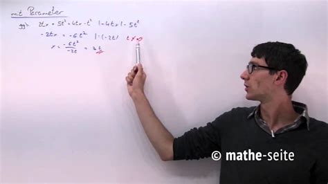 Eine gleichung ist eine formel, bei der durch das gleichheitszeichen (=) symbolisiert wird, dass die linke seite dem wenn die gleichung eine oder mehrere variablen in der 1. Lineare Gleichungen mit Parameter lösen, Beispiel 1 | G.03 ...