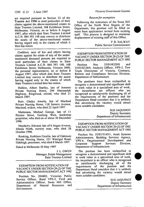 Victoria Government Gazette Online Archive 1997 P1292