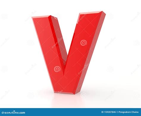 The Red Letter V Isolated On White Background 3d Rendering Stock