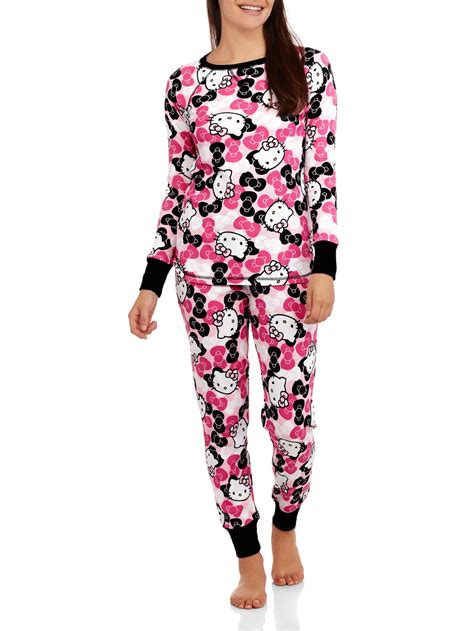 License Hello Kitty Womens Pajama Thermal Sleep Top And Pant 2 Piece Sleepwear Set Walmart