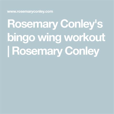 Rosemary Conleys Bingo Wing Workout Rosemary Conley Wings Workout