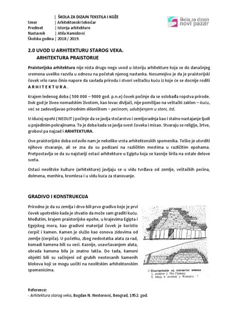 Uvod U Arhitekturu Starog Veka Arhitektura Praistorije Pdf