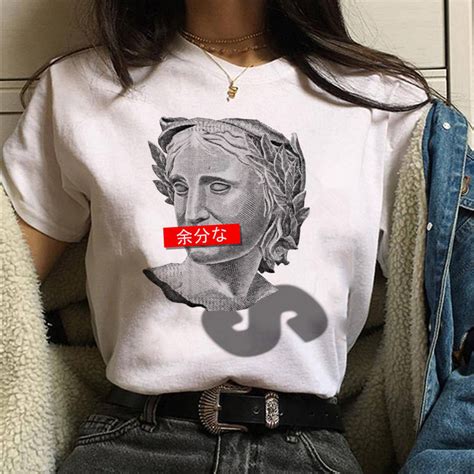 Aesthetic T Shirt Vaporwave Michelangelo Women Fashion Casual Graphic
