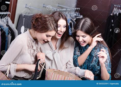 Girls Admire The Purchases Stock Image Image Of Color 26322259