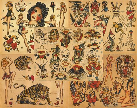 Sailor Jerry Traditional Vintage Style Tattoo Flash 50 Sheets Etsy