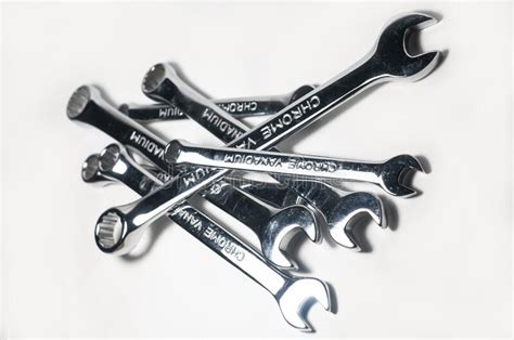 A Set Of Wrenches For Repair Work Of Different Sizes Stock Photo