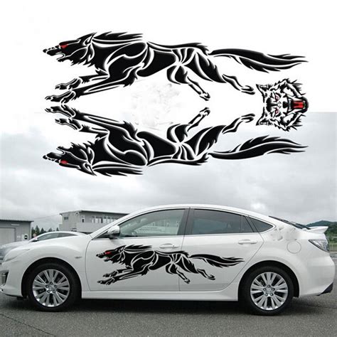 Creative design pair 59'' shark mouth tooth teeth sticker vinyl exterior decal for car side door wholesale quick delivery csv. Lifelike 3D Creative Running Unique Strong Wolf Car Body ...