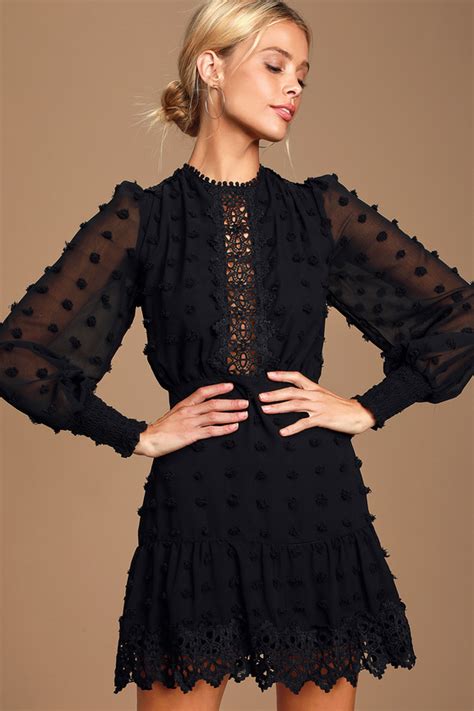 Embroidered dress trends are more popular than ever, but you can make this look all your own. Chic Black Dress - Embroidered Long Sleeve Dress - Ruffled ...